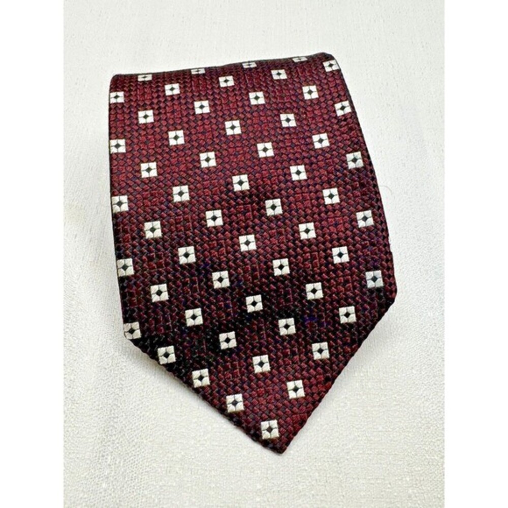 Vintage Biella Italy Britches Of Georgetown Burgundy Preppy‎ Silk Neck Tie
